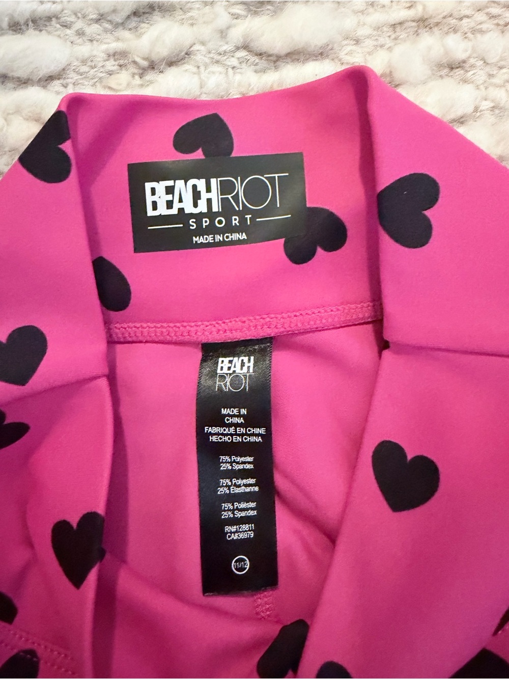 Kids Beach Riot Matching Active Wear Set. Hot Pink with Hearts. Size 11/12. - Picture 5 of 5